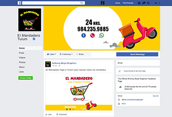 Mockup El Mandadero Perfil de Facebook.